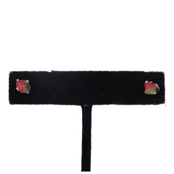 Sterling Silver Prong Set Rough Gemstone Stud Earrings