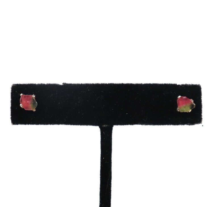 Sterling Silver Prong Set Rough Gemstone Stud Earrings