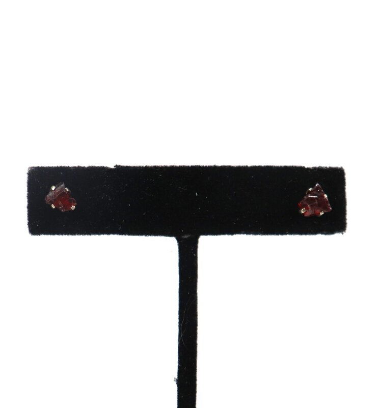 Sterling Silver Prong Set Rough Gemstone Stud Earrings