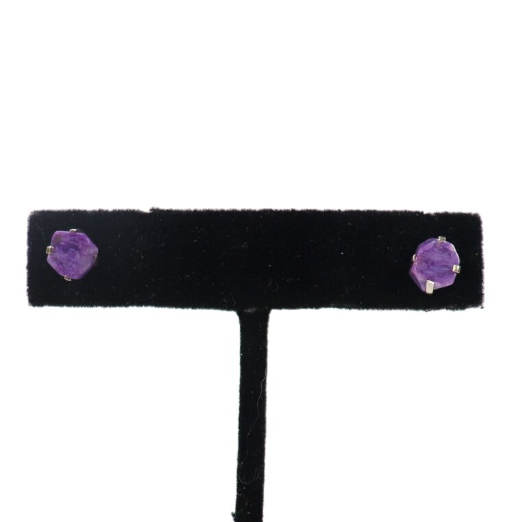 Sterling Silver Prong Set Rough Gemstone Stud Earrings