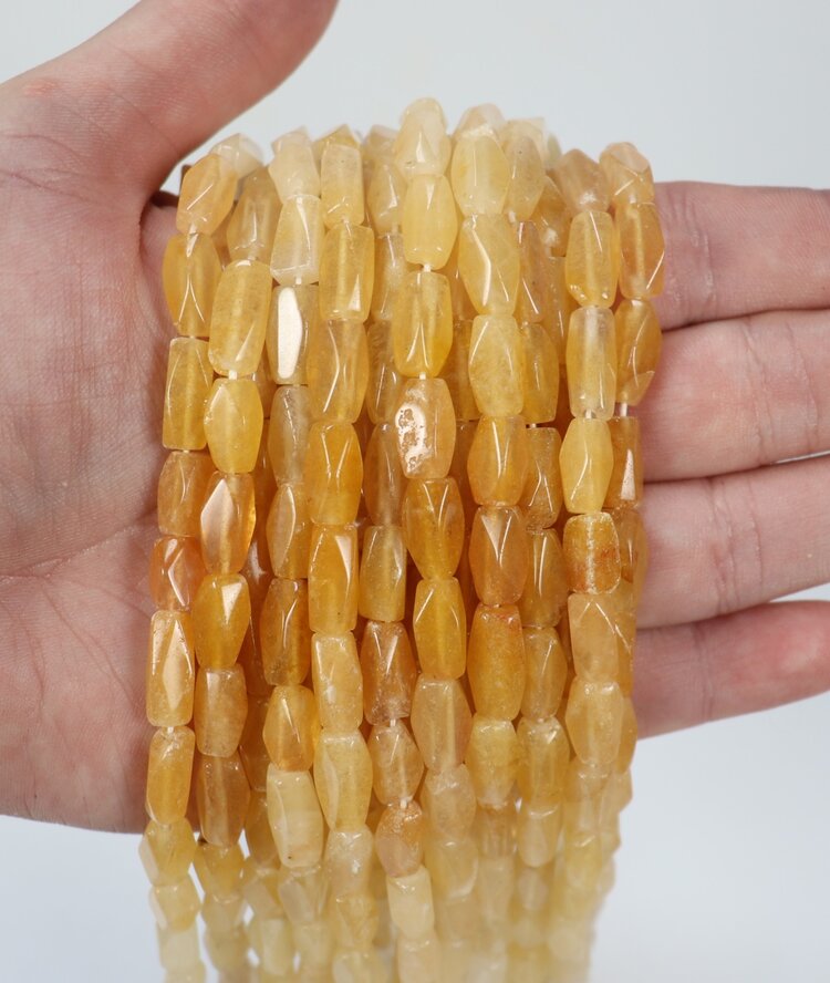Yellow Agate Irregular Faceted Prism 4x10mm