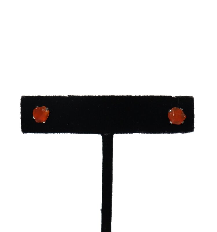 Sterling Silver Prong Set Rough Gemstone Stud Earrings