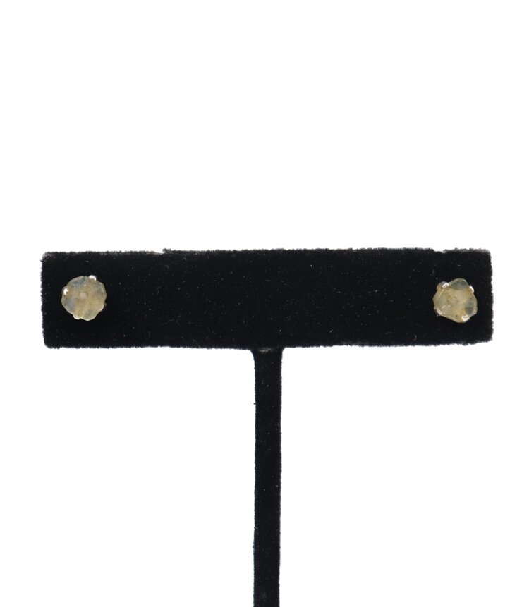 Sterling Silver Prong Set Rough Gemstone Stud Earrings