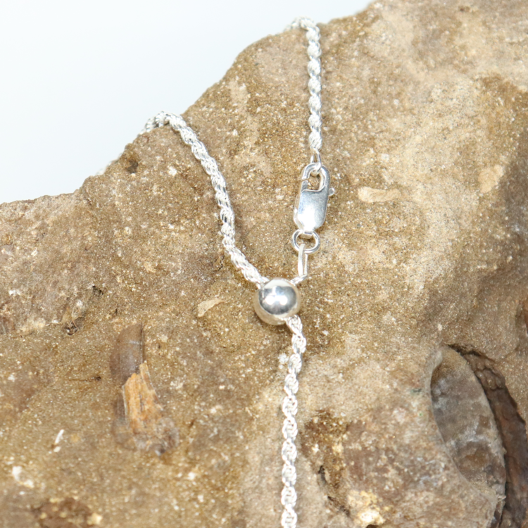 Sterling Silver Chain Rope 1.8mm Adjustable up to 22"