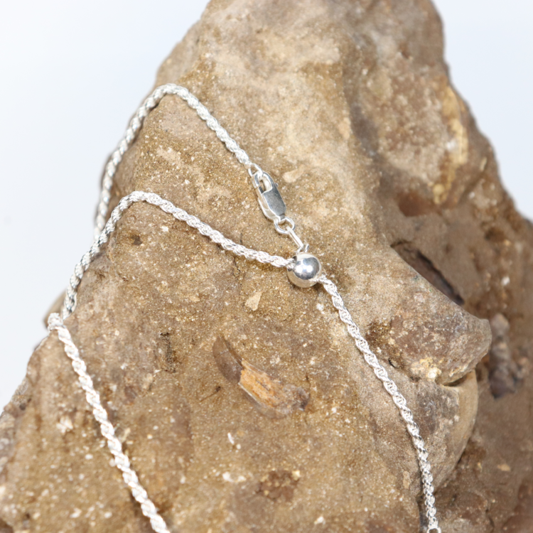 Sterling Silver Chain Rope 1.8mm Adjustable up to 22"