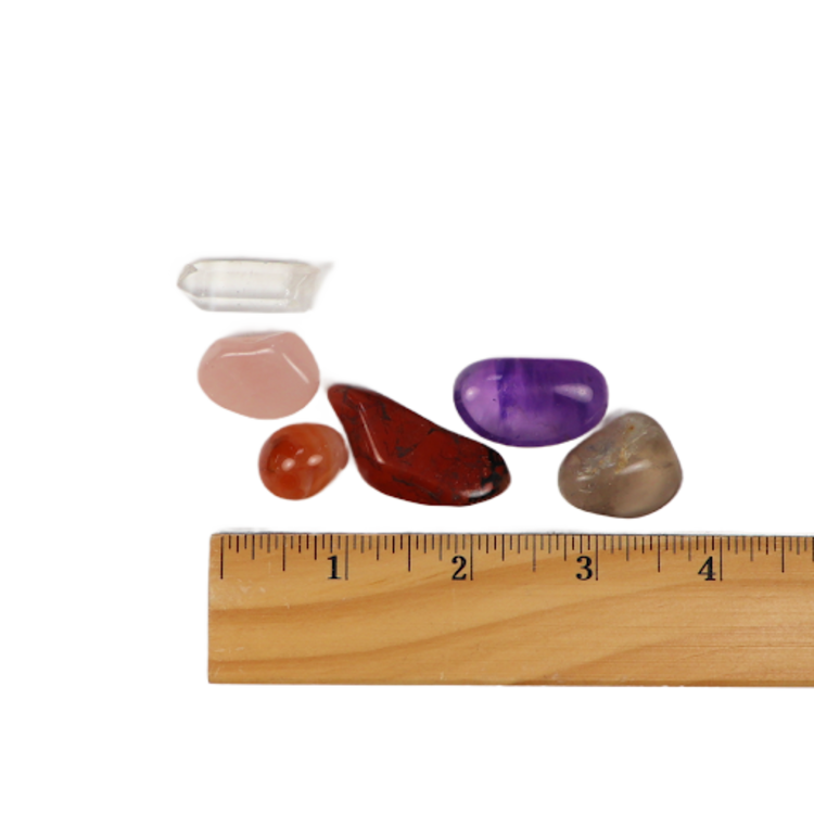 Crystal Kit: Selenite, Quartz, Rose Quartz, Smoky Quartz, Red Jasper, Amethyst, Carnelian, Calcite