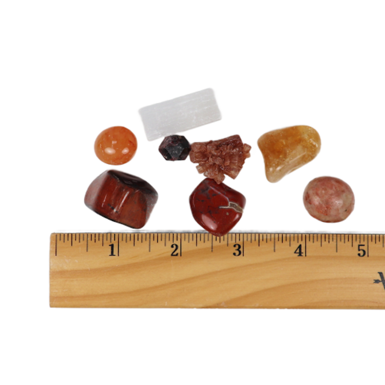 Winter Solstice Crystal Kit: Selenite, Garnet, Carnelian, Red Tiger Eye, Citrine, Aragonite,  Sunstone, Red Jasper