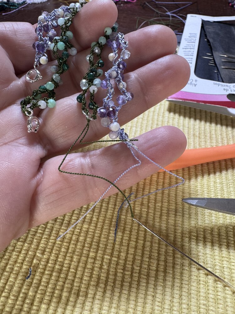 Mar. 14, SAT 10:30-1:30pm Gemstone & Silk Crochet Bracelet/Necklace Class