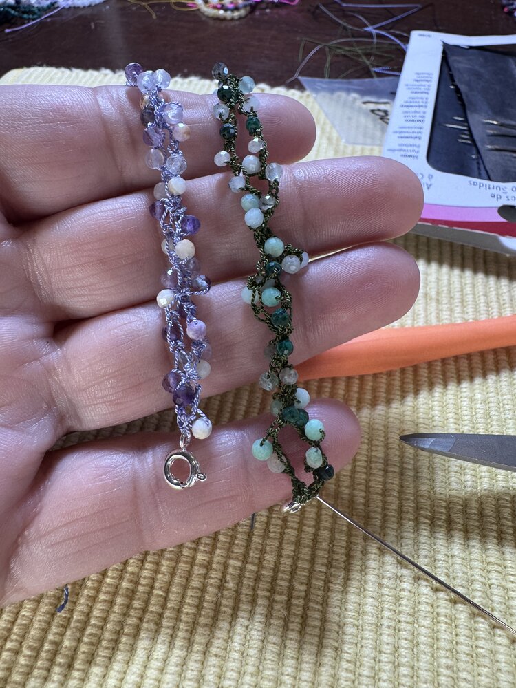 Sep. 19, SAT 10:30-1pm Gemstone & Silk Crochet Bracelet/Necklace Class
