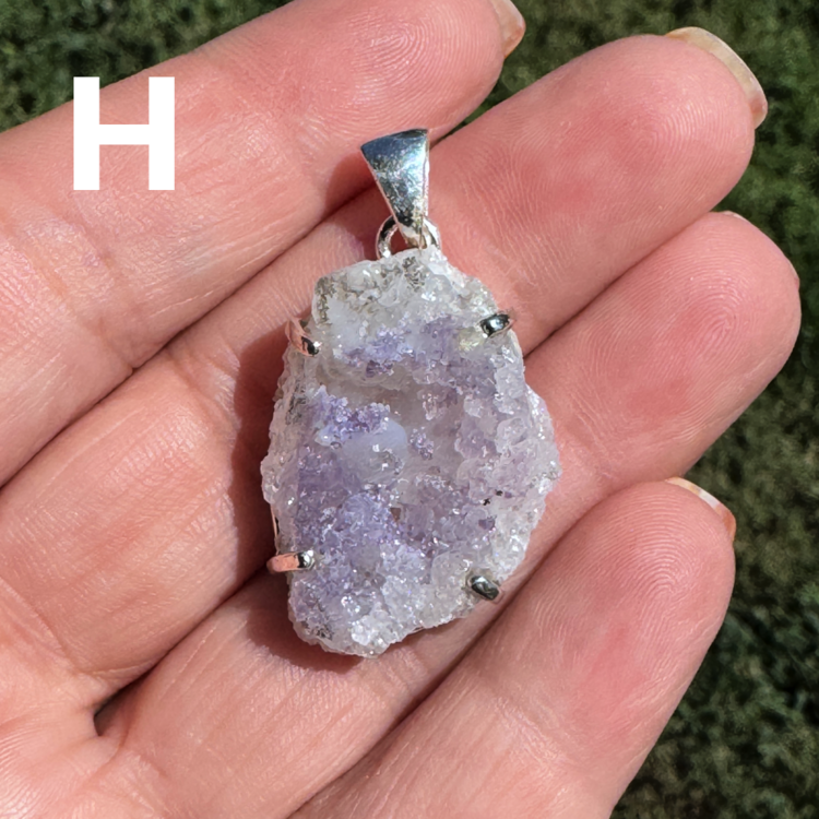 Chalcedony and Fluorite Druzy Geode Sterling Silver Pendant