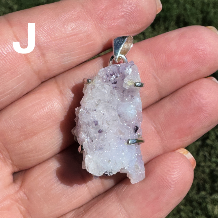 Chalcedony and Fluorite Druzy Geode Sterling Silver Pendant