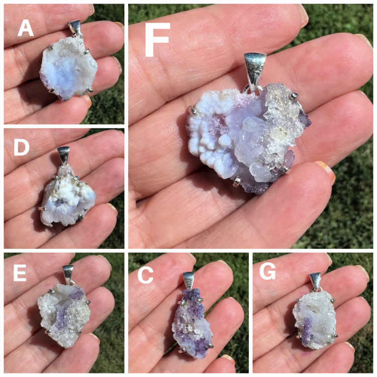 Chalcedony and Fluorite Druzy Geode Sterling Silver Pendant