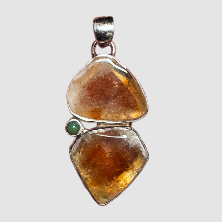 Citrine & Ethiopian Opal Sterling Silver Pendant