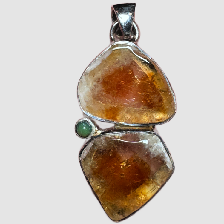 Citrine & Ethiopian Opal Sterling Silver Pendant