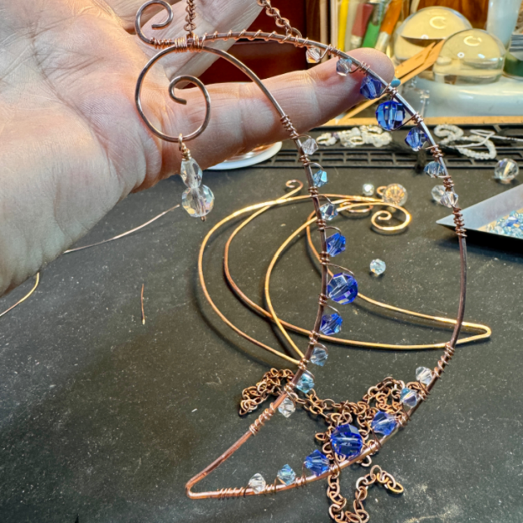Apr. 11 SAT. 2-5pm Beaded Copper Moon Suncatcher Class
