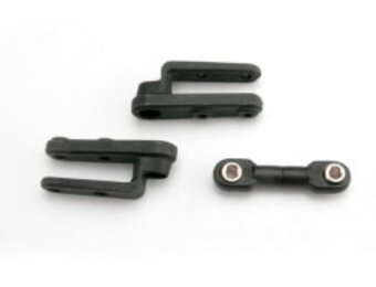 Traxxas Servo horns, steering (2)/ steering link (3x12mm threaded rod (1)/ rod ends (2)/ hollow balls (2)