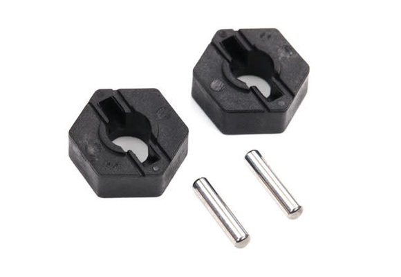 Wheel hubs, hex (2)/ axle pins (2.5x12mm) (2)  TRA4954