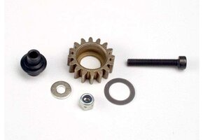 Traxxas Idler gear, steel (16-tooth)/ idler gear shaft/ 3x8mm flat metal washer/ 8x12x0.5mm PTFE-coated washer/ 3x6mm flat metal washer/ 3mm nylon locknut 3x20mm cap hex machine screw