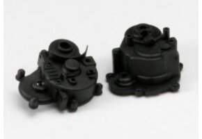 Gearbox halves (front & rear)/ rubber access plug/ shift detent ball/ spring/ 4mm GS/ shift shaft seal, glued