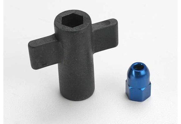 Traxxas Antenna crimp nut, aluminum (blue-anodized)/ antenna nut tools
