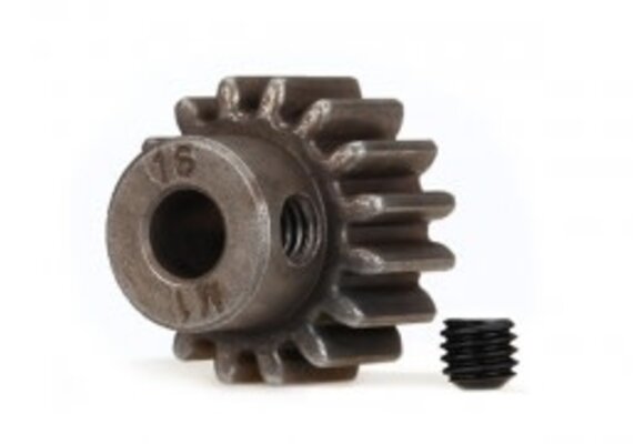 Traxxas Gear, 16-T pinion (1.0 metric pitch) (fits 5mm shaft)/ set screw (for use only with steel spur gears)
