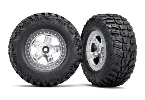 Tires & wheels, assembled, glued (SCT satin chrome, beadlock style wheels, Kumho tires, foam inserts) (2)