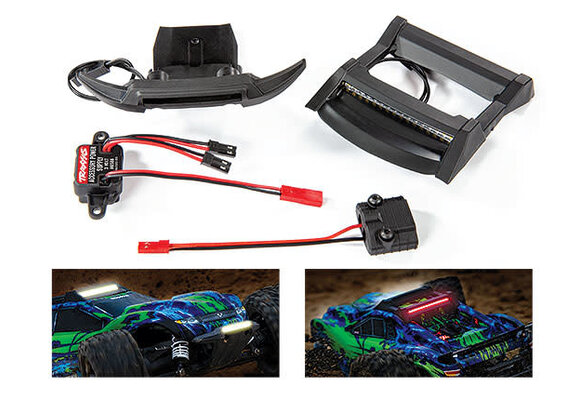 LED light set, complete (includes bumper with LED lights, roof skid plate with LED lights, 3-volt accessory power supply, and power tap connector (with cable)) (fits #6717 body)