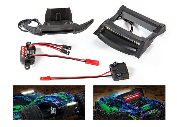 LED light set, complete (includes bumper with LED lights, roof skid plate with LED lights, 3-volt accessory power supply, and power tap connector (with cable)) (fits #6717 body)