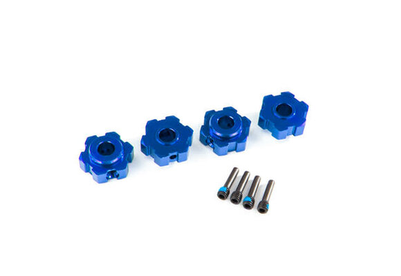 Wheel hubs, hex, aluminum (blue-anodized) (4)   TRA8956X
