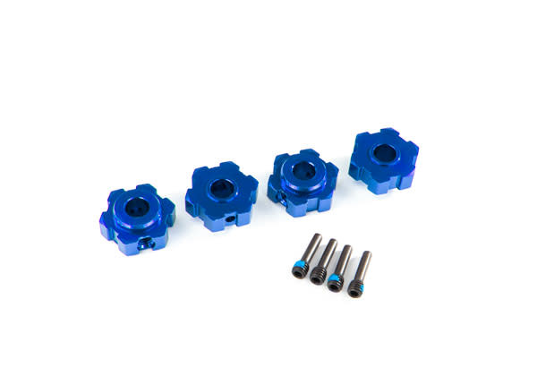 Wheel hubs, hex, aluminum (blue-anodized) (4)   TRA8956X