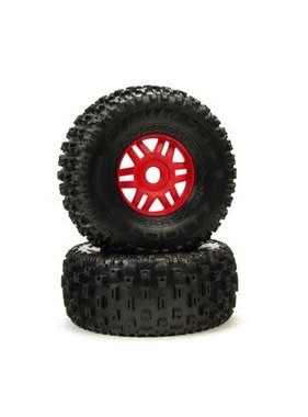 Arrma Arrma DBOOTS 'Fortress' Tire Set Glued (Red) (2pcs) ARA550065