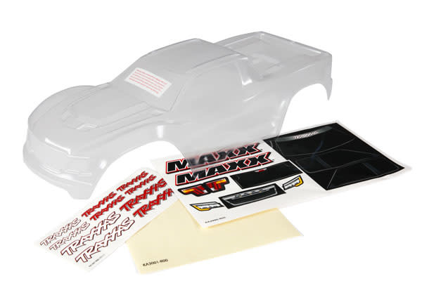 Traxxas Body, Maxx (clear, requires painting)/ window masks/ decal sheet     TRA8911
