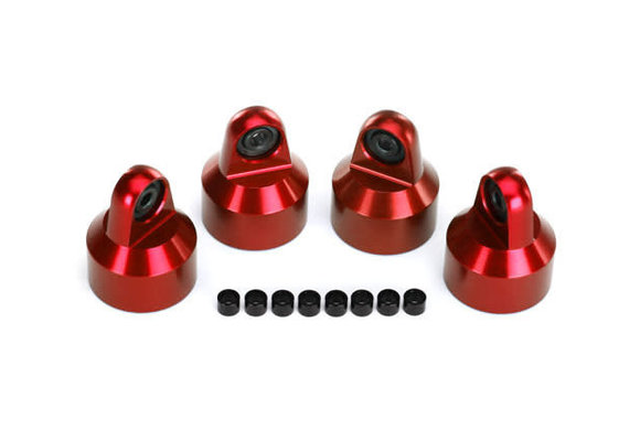 Traxxas Shock caps, aluminum (red-anodized), GTX shocks (4)/ spacers (8) TRA7764R