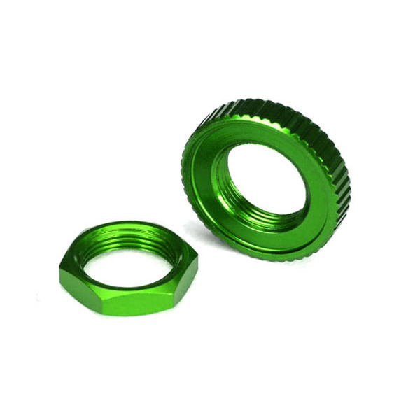 Servo saver nuts, aluminum, green-anodized (hex (1), serrated (1))  TRA8345G