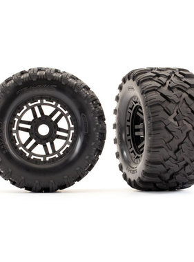 Traxxas Tires & wheels, assembled, glued (beadlock style wheels, Maxx® MT tires, foam inserts) (2) (17mm splined)