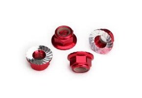Traxxas Nuts, 5mm Flanged Red