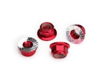 Traxxas Nuts, 5mm Flanged Red