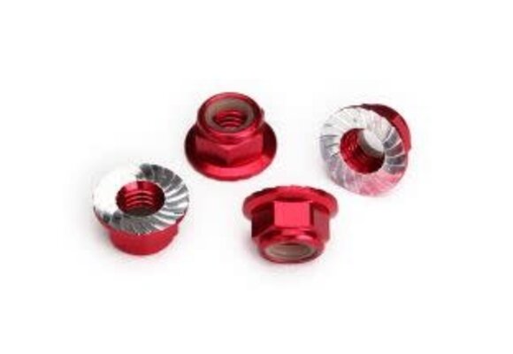 Traxxas Nuts, 5mm Flanged Red