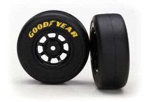 Traxxas Tires and wheels, assembled, glued (8-spoke wheels, black, 1.9 Goodyear Wrangler tires) (2)