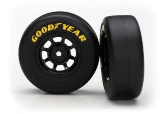 Traxxas Tires and wheels, assembled, glued (8-spoke wheels, black, 1.9 Goodyear Wrangler tires) (2)