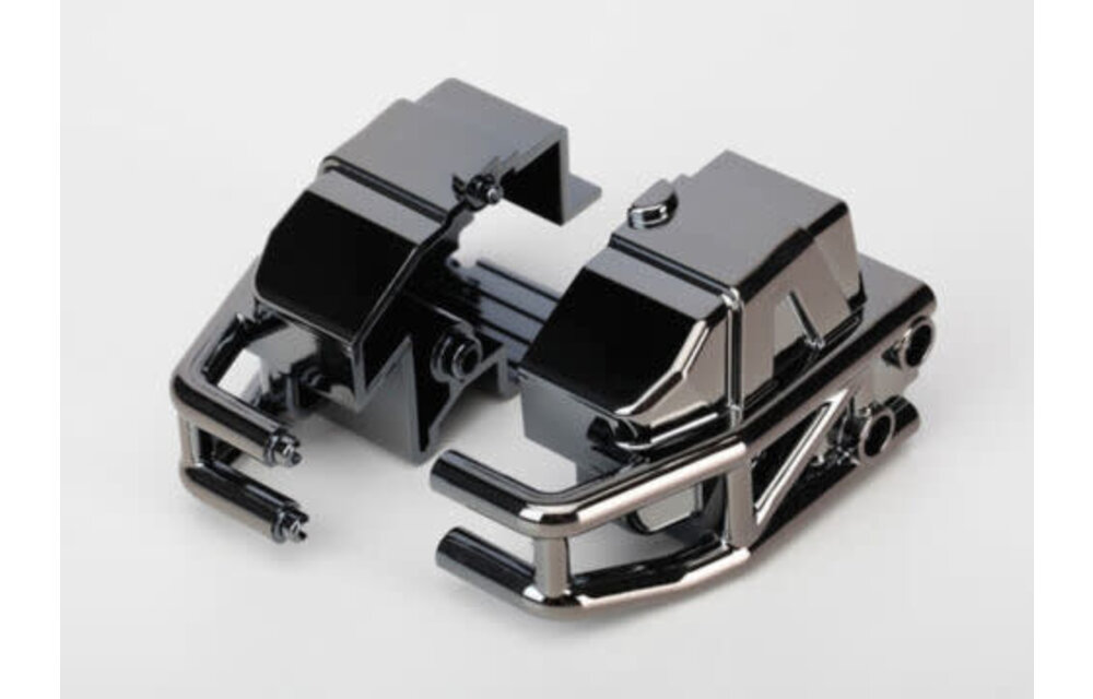 Bumper, front (black chrome) (left & right) TRA6935
