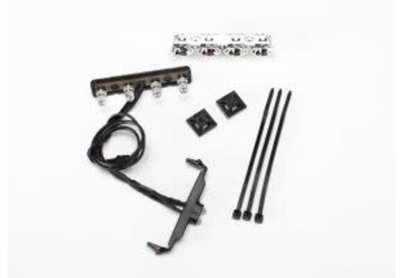 Traxxas LED light bar, roof (chrome)/ light harness (4 clear, 2 red)/ wire tie mount (2)/ wire tie (3) (requires power supply #7286)