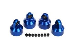 Traxxas Shock caps, aluminum (blue-anodized), GTX shocks (4)/ spacers (8)