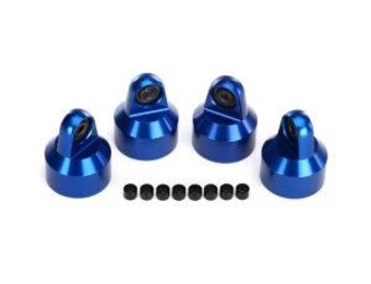 Traxxas Shock caps, aluminum (blue-anodized), GTX shocks (4)/ spacers (8)
