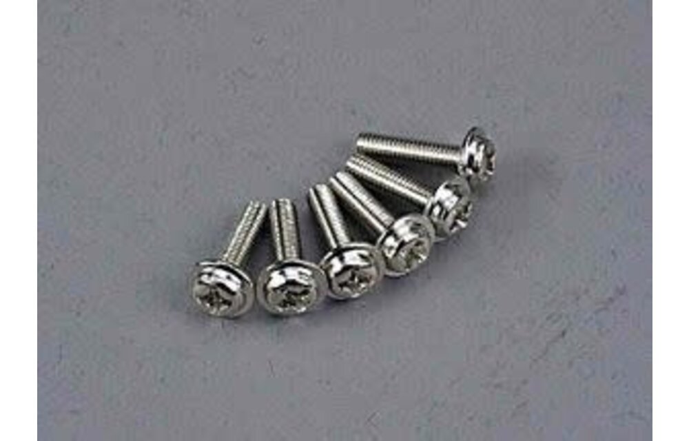 Screws, 3x12mm washerhead machine (6)  TRA3186