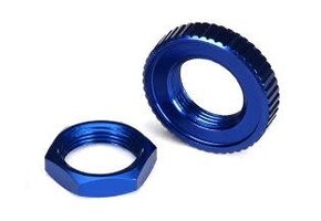 Servo saver nuts, aluminum, blue-anodized (hex (1), serrated (1))  TRA8345