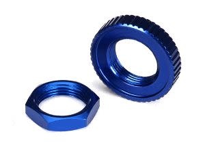 Servo saver nuts, aluminum, blue-anodized (hex (1), serrated (1))  TRA8345