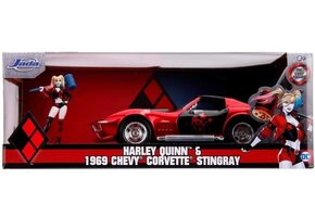 1/24 DC Comics 1969 Chevy Corvette Stingray Car w/Harley Quinn Figure  JAD-31196