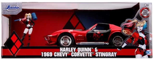 1/24 DC Comics 1969 Chevy Corvette Stingray Car w/Harley Quinn Figure JAD-31196