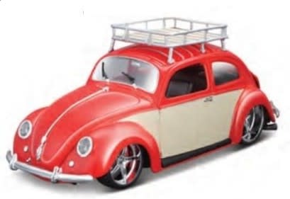 1/18 1951 VW Beetle Custom (Met. Red w/Cream Doors/Roof Rack) (D)  MAI-32614RED